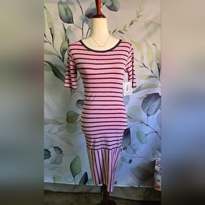 LULAROE | Julia Dress in Pink/Black Stripe sz XS